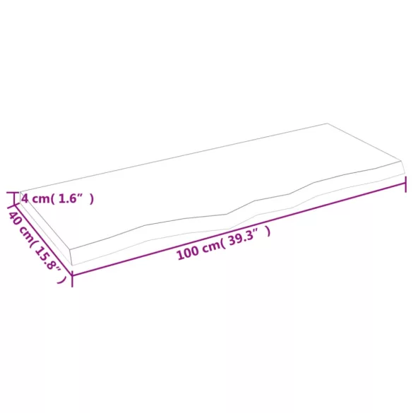 világosbarna kezelt tömör tölgyfa asztallap 100x40x(2-4) cm