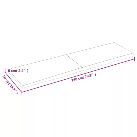világosbarna kezelt tömör tölgyfa asztallap 180x50x(2-6) cm