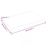 sötétbarna kezelt tömör tölgyfa asztallap 60x40x(2-4) cm