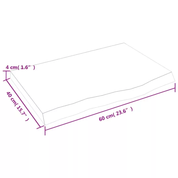 sötétbarna kezelt tömör tölgyfa asztallap 60x40x(2-4) cm