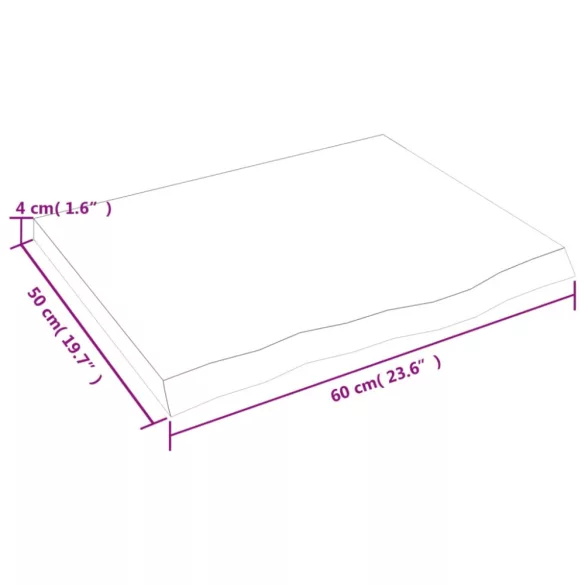 sötétbarna kezelt tömör tölgyfa asztallap 60x50x(2-4) cm