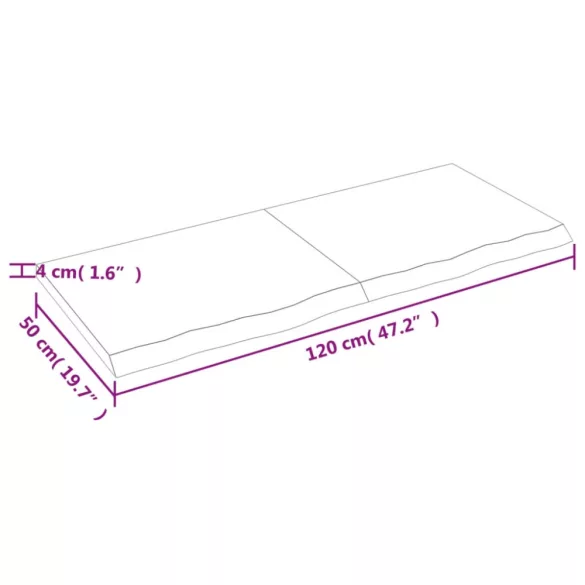 sötétbarna kezelt tömör tölgyfa asztallap 120x50x(2-4) cm