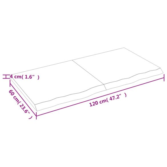 sötétbarna kezelt tömör tölgyfa asztallap 120x60x(2-4) cm