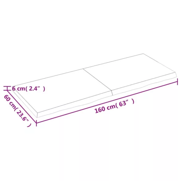 sötétbarna kezelt tömör tölgyfa asztallap 160x60x(2-6) cm