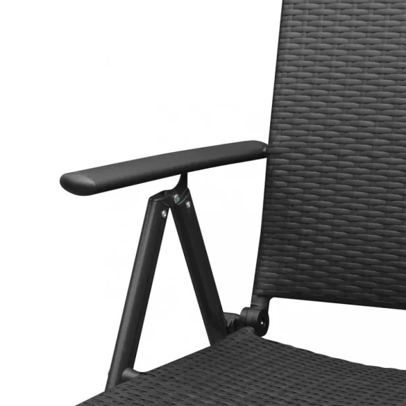 7 részes fekete polyrattan kerti étkezőgarnitúra