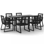 7 részes fekete PVC rattan kerti étkezőgarnitúra