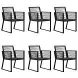 7 részes fekete PVC rattan kerti étkezőgarnitúra