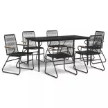7 részes fekete PVC rattan kerti étkezőgarnitúra