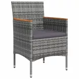 7 részes szürke és fekete kerti étkezőgarnitúra párnákkal