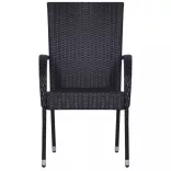 7 részes fekete polyrattan kerti étkezőgarnitúra