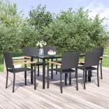 7 részes fekete polyrattan kerti étkezőgarnitúra