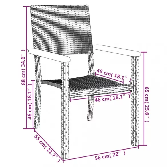 7 részes fekete polyrattan kerti étkezőgarnitúra