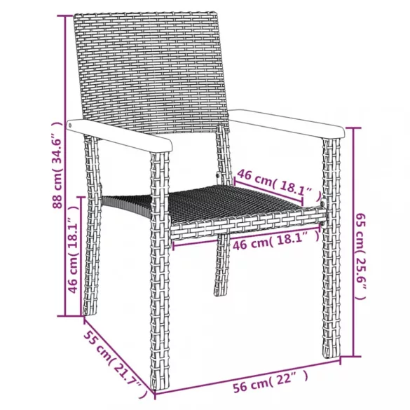 7 részes fekete polyrattan kerti étkezőgarnitúra