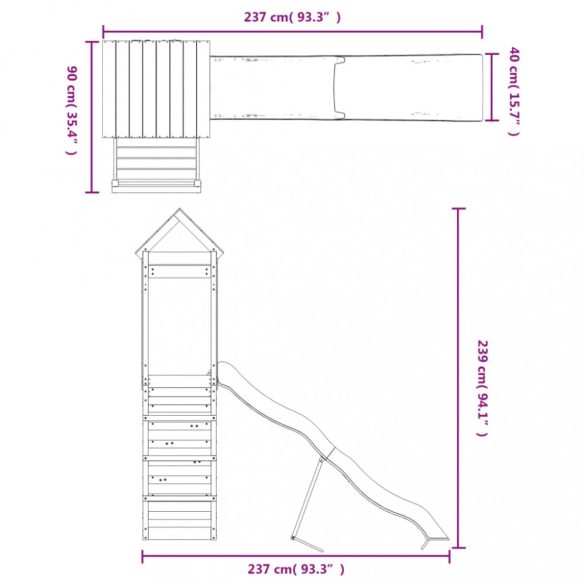 tömör duglászfenyő kültéri játszószett
