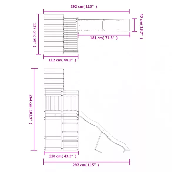 tömör duglászfenyő kültéri játszószett