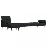 fekete L-alakú bársony kanapéágy 271x140x70 cm