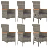 7 részes szürke polyrattan kerti étkezőgarnitúra párnával