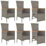 7 részes szürke polyrattan kerti étkezőgarnitúra párnával