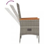 9 részes szürke polyrattan kerti étkezőgarnitúra párnával