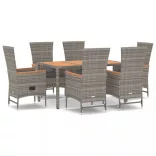 7 részes szürke polyrattan kerti étkezőgarnitúra párnával