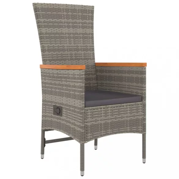 7 részes szürke polyrattan kerti étkezőgarnitúra párnával