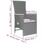 7 részes szürke polyrattan kerti étkezőgarnitúra párnával