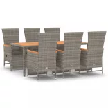 7 részes szürke polyrattan kerti étkezőgarnitúra párnával