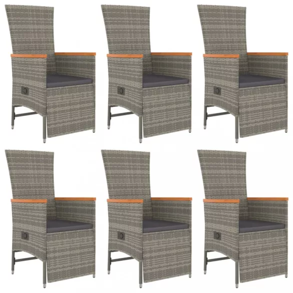 7 részes szürke polyrattan kerti étkezőgarnitúra párnával