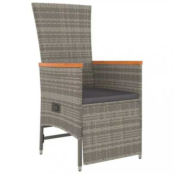 7 részes szürke polyrattan kerti étkezőgarnitúra párnával