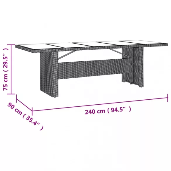9 részes bézs polyrattan kerti étkezőgarnitúra párnákkal