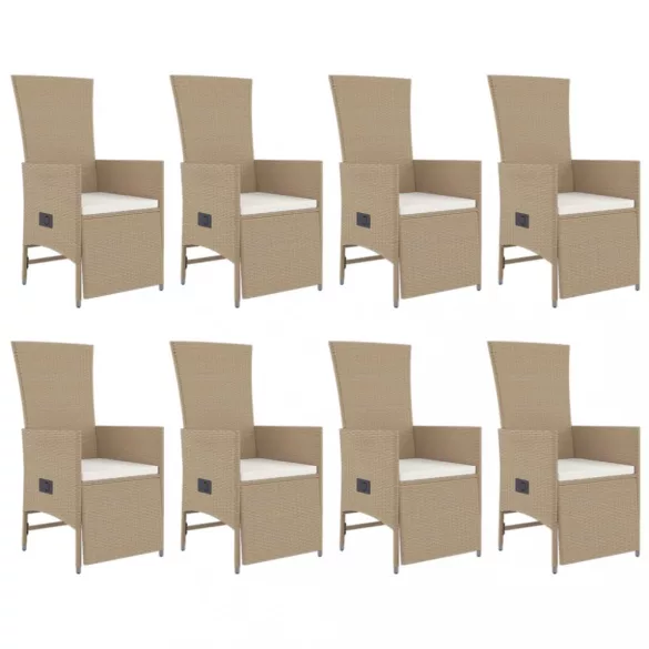 9 részes bézs polyrattan kerti étkezőgarnitúra párnákkal