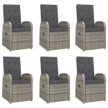 7 részes szürke polyrattan kerti étkezőgarnitúra párnával