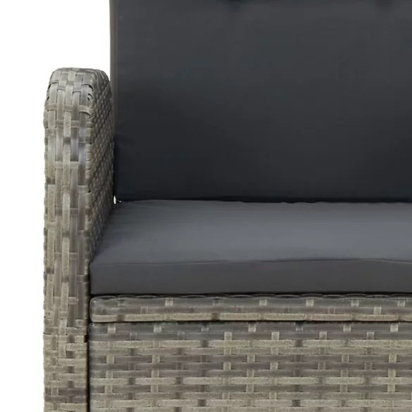 7 részes szürke polyrattan kerti étkezőgarnitúra párnával