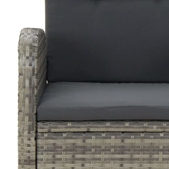 9 részes szürke polyrattan kerti étkezőgarnitúra párnával