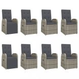 9 részes szürke polyrattan kerti étkezőgarnitúra párnával