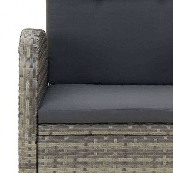 9 részes szürke polyrattan kerti étkezőgarnitúra párnával