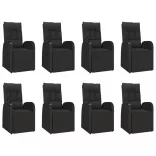 9 részes fekete polirattan és tömör akác kerti étkezőgarnitúra