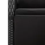 9 részes fekete polirattan és tömör akác kerti étkezőgarnitúra