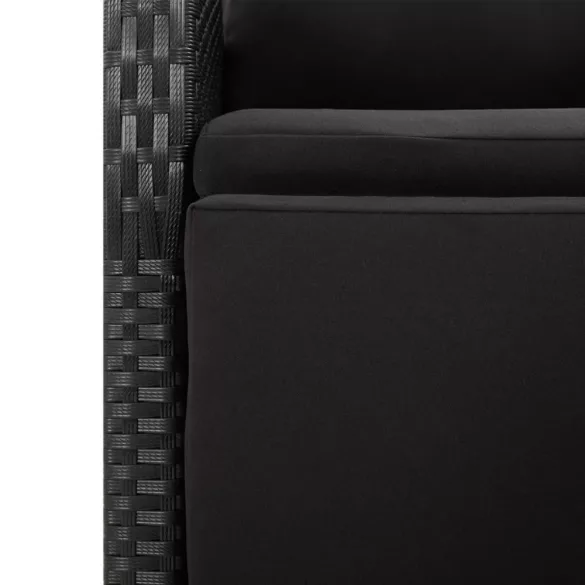 9 részes fekete polirattan és tömör akác kerti étkezőgarnitúra