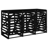 tripla fekete tömör fenyőfa görgős szemeteskuka-tároló