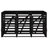 tripla fekete tömör fenyőfa görgős szemeteskuka-tároló