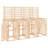 négyes tömör fenyőfa görgős szemeteskuka-tároló