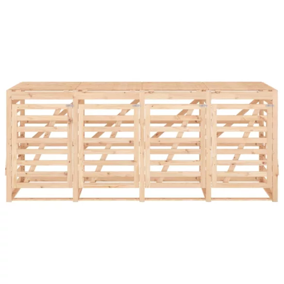 négyes tömör fenyőfa görgős szemeteskuka-tároló