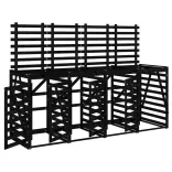 négyes fekete tömör fenyőfa görgős szemeteskuka-tároló