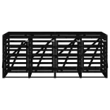 négyes fekete tömör fenyőfa görgős szemeteskuka-tároló