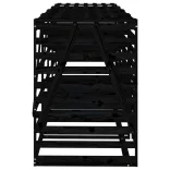 négyes fekete tömör fenyőfa görgős szemeteskuka-tároló