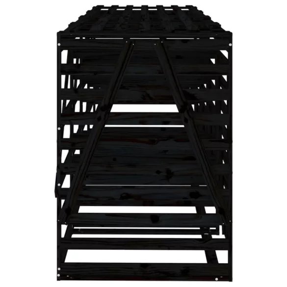 négyes fekete tömör fenyőfa görgős szemeteskuka-tároló