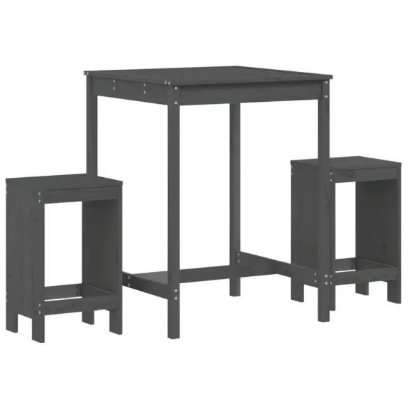 szürke 3 részes tömör fenyőfa kerti ládaszett