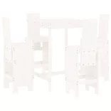 fehér 5 részes tömör fenyőfa kerti bárszett