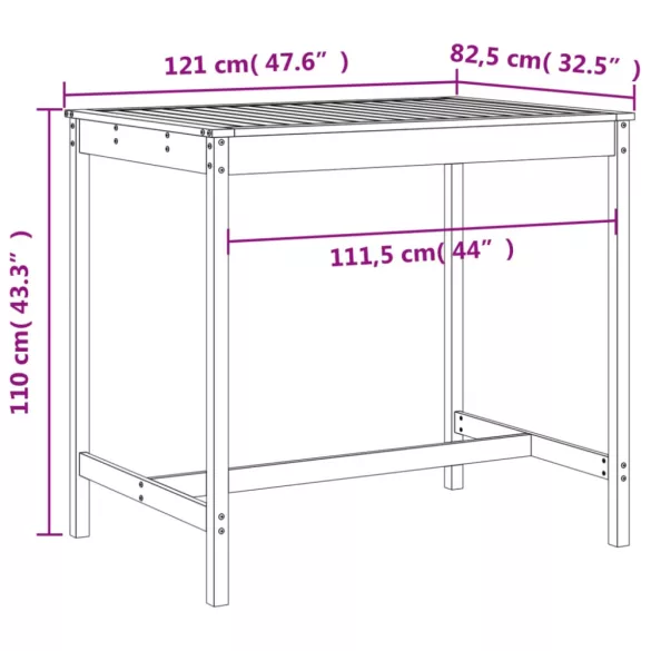 szürke 5 részes tömör fenyőfa kerti bárszett